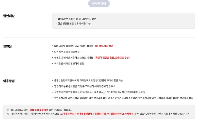 KTX 힘내라청춘 할인 등록 방법 예매 청년이라면 꼭 챙겨야 하는 코레일 혜택 꿀팁