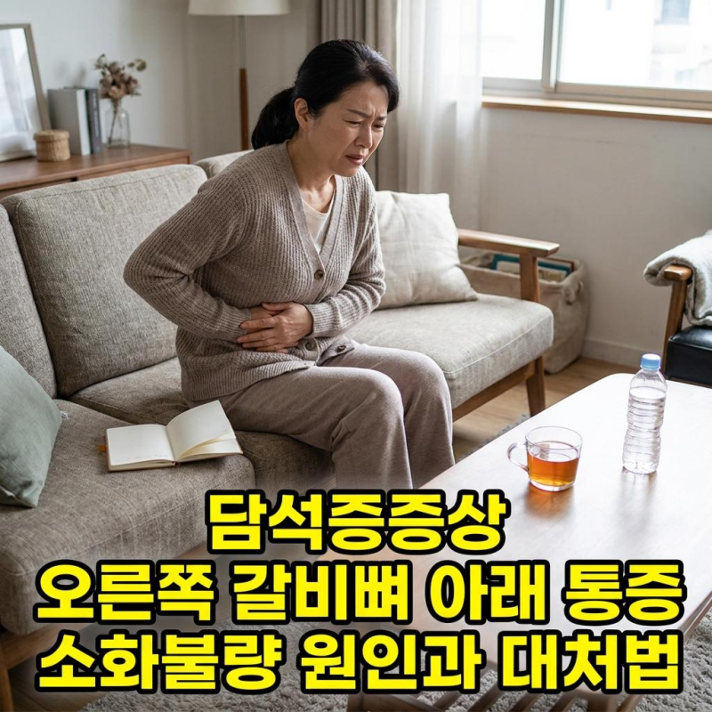 담석증증상 오른쪽 갈비뼈 아래 통증 소화불량 원인과 대처법