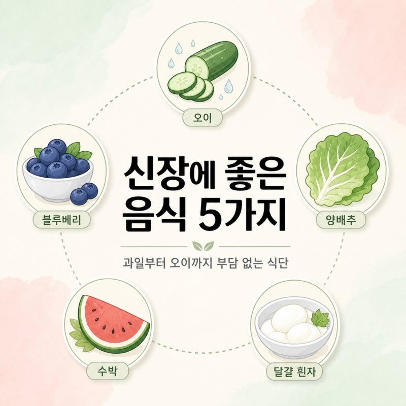 신장에 좋은 음식 5가지: 과일부터 오이까지 부담 없는 식단 구성법