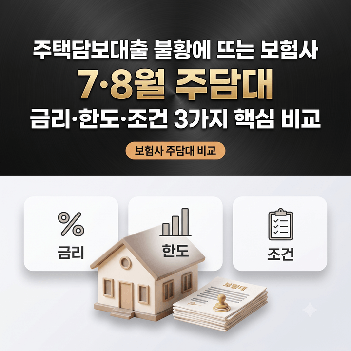 주택담보대출 불황에 뜨는 보험사 7,8월 주담대, 금리·한도·조건 3가지 핵심 비교
