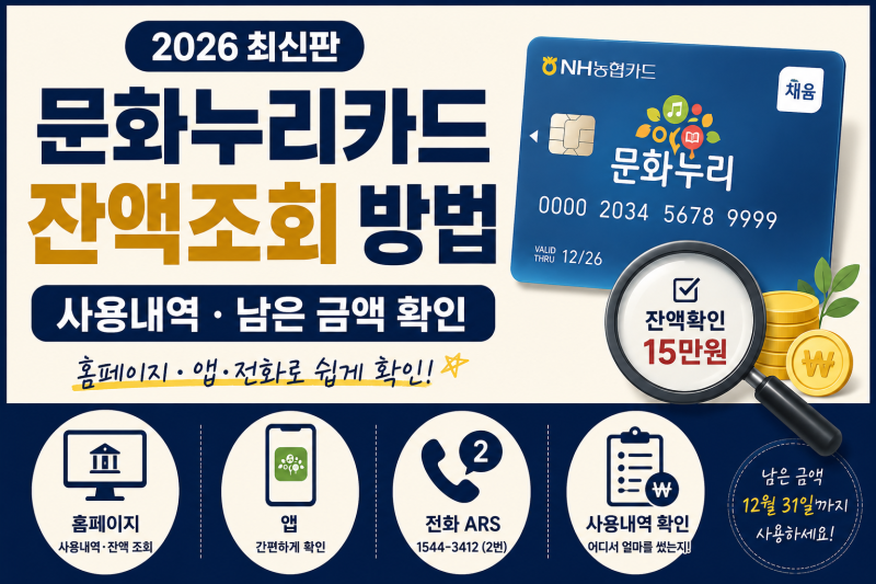 문화누리카드 잔액조회 방법 총정리(+사용내역·남은 금액 확인)