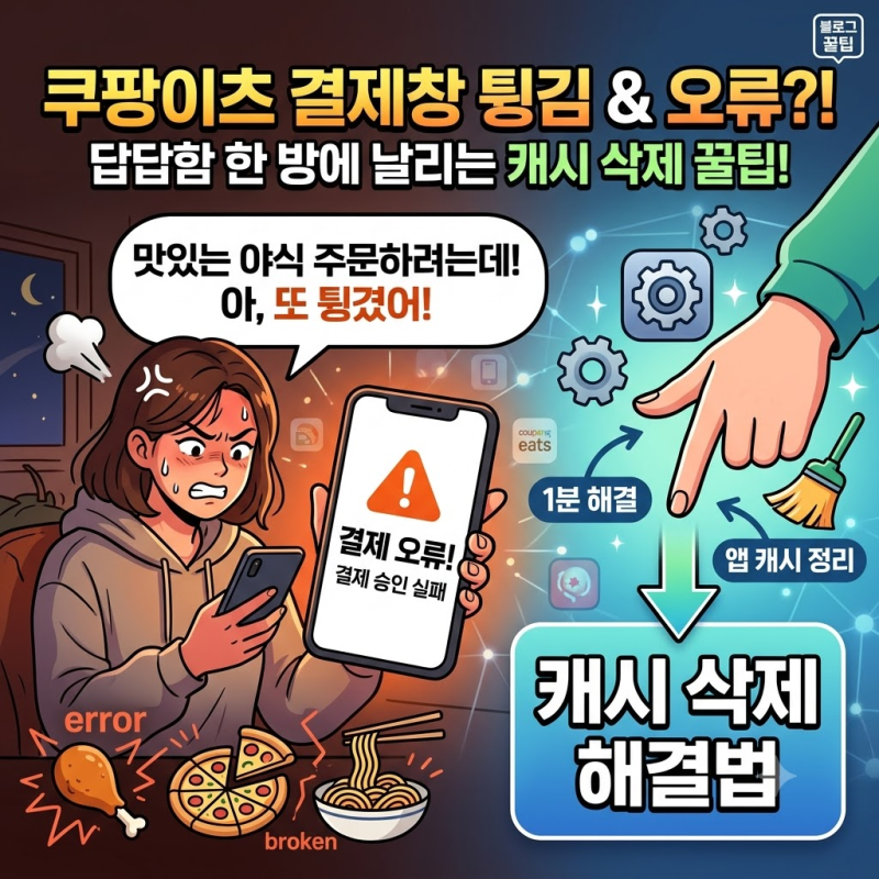 [속터짐 주의] 쿠팡이츠 결제오류 해결하려면? 앱 캐시 삭제부터 실시간 채팅 문의까지 한 번....