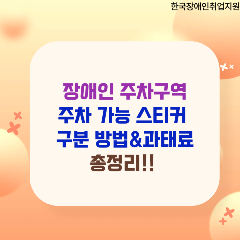 장애인 주차구역 주차 가능 스티커 구분 방법&과태료 총정리!!