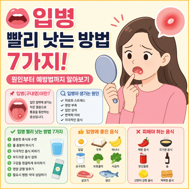 입병 빨리 낫는 방법 7가지! 원인부터 예방법까지 알아보기 입병(구내염)이란?원인✅ 입병 빨....