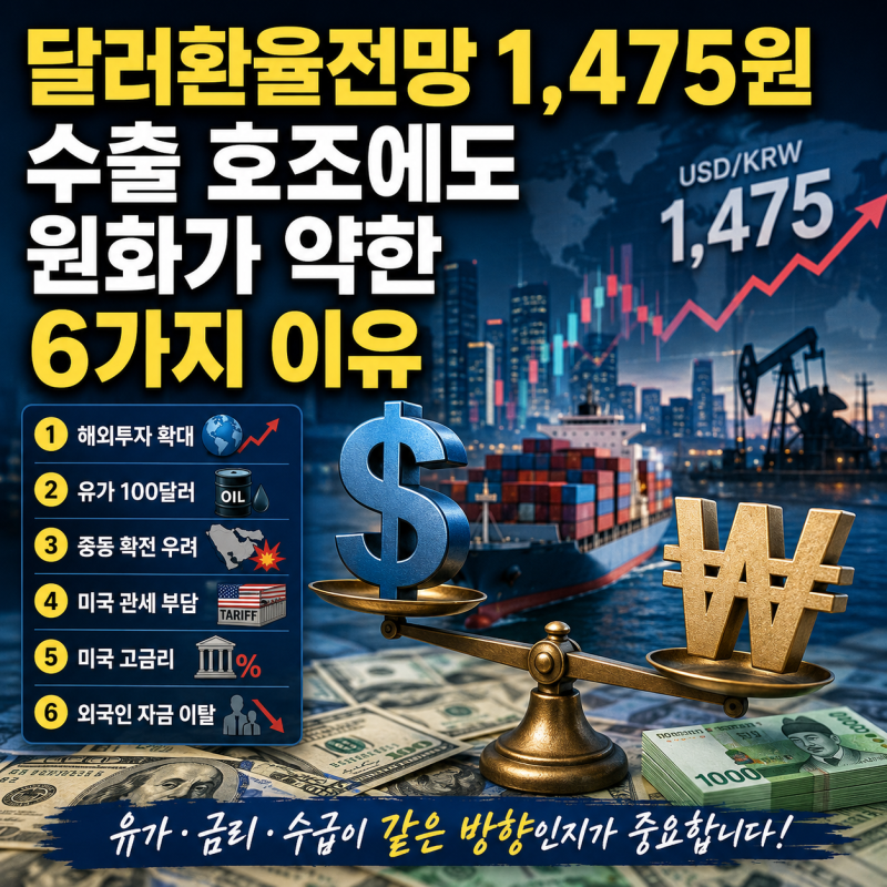 달러환율전망 1,475원, 수출 호조에도 원화가 약한 6가지 이유