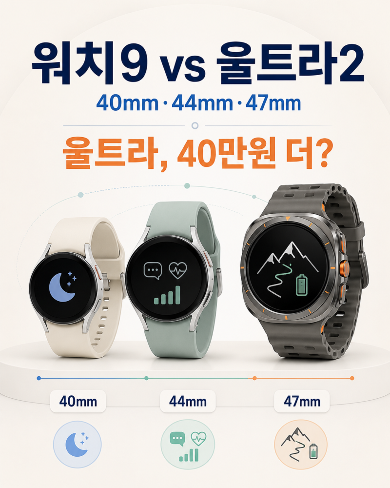 갤럭시 워치9·워치 울트라2 차이, 40mm·44mm·47mm 무엇을 살까