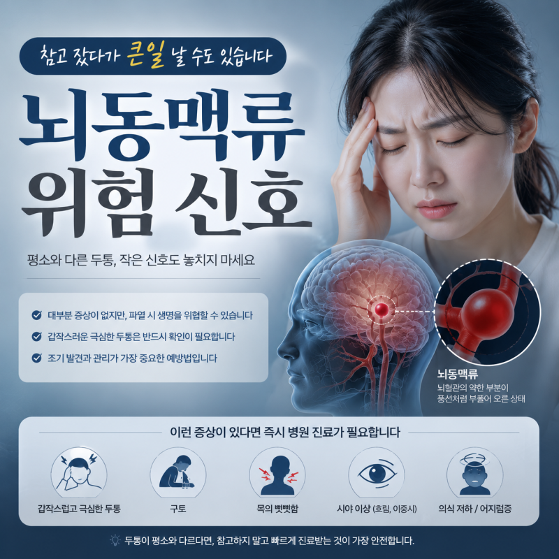 "참고 잤다가 큰일 날 수도 있습니다." 뇌동맥류 위험 신호