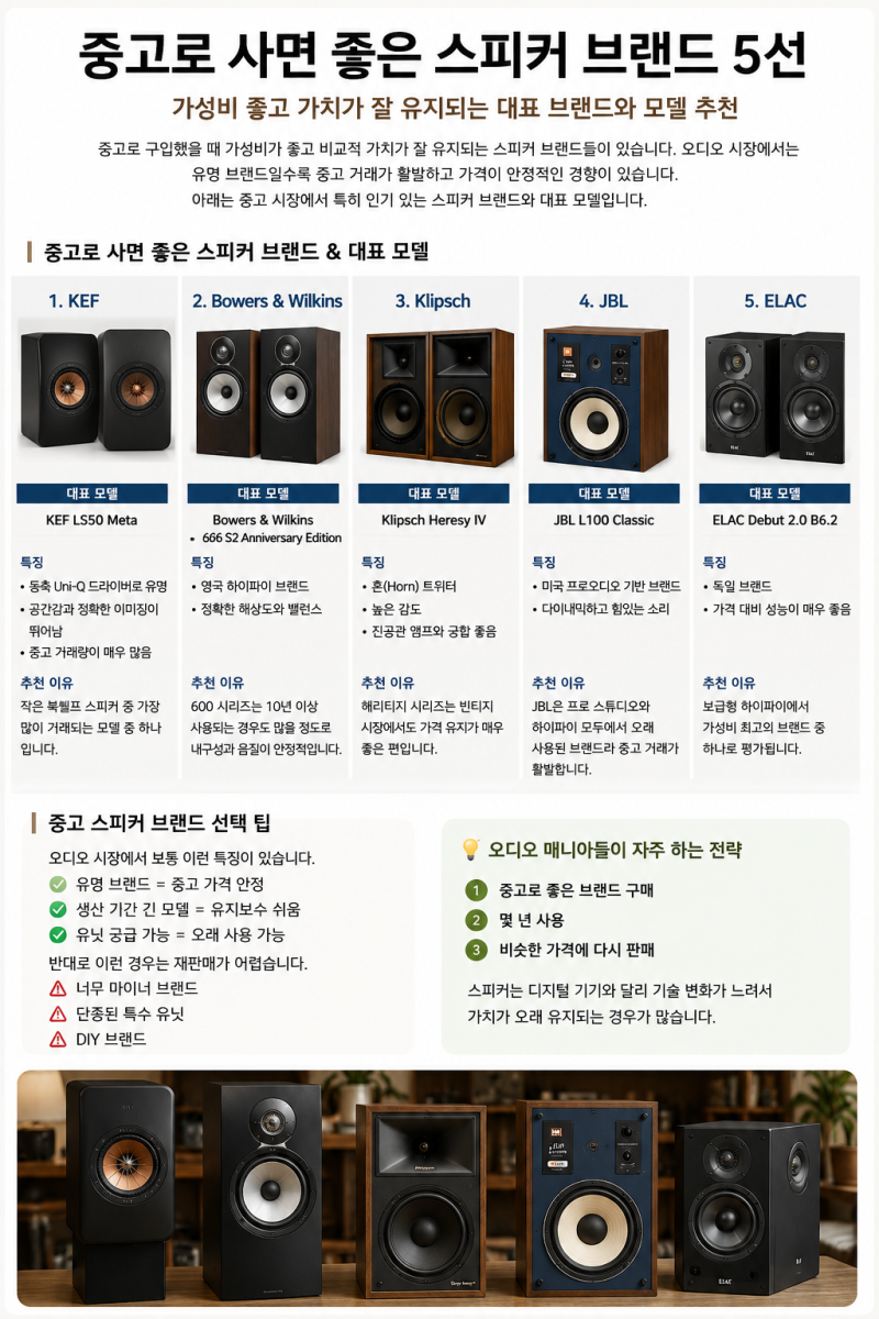 중고로 사면 좋은 스피커 브랜드 5선