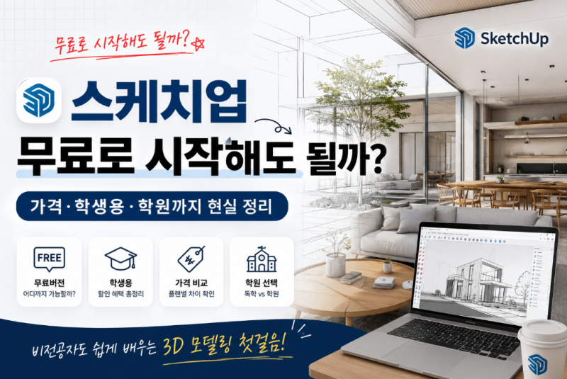 스케치업 무료로 시작해도 될까?｜가격·학생용·학원까지 현실 정리