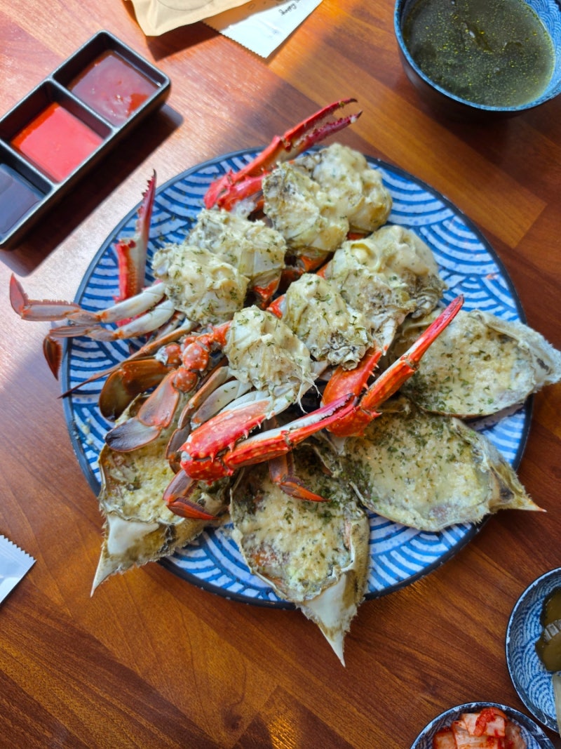 오이도 점심 맛집 꽃새담 오이도점 오션뷰 갈릭마요 꽃게찜