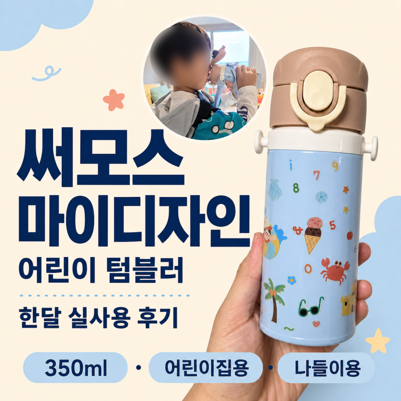 써모스 마이 디자인 텀블러 350ml 한달 사용 후기｜직접 꾸미는 어린이집·나들이 보틀