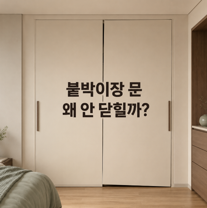 붙박이장 문이 안 닫힐 때, 경첩부터 돌리면 더 틀어져요