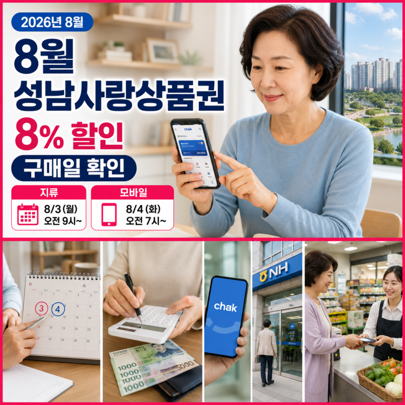 2026년 8월 성남사랑상품권 8% 할인 판매 안내
