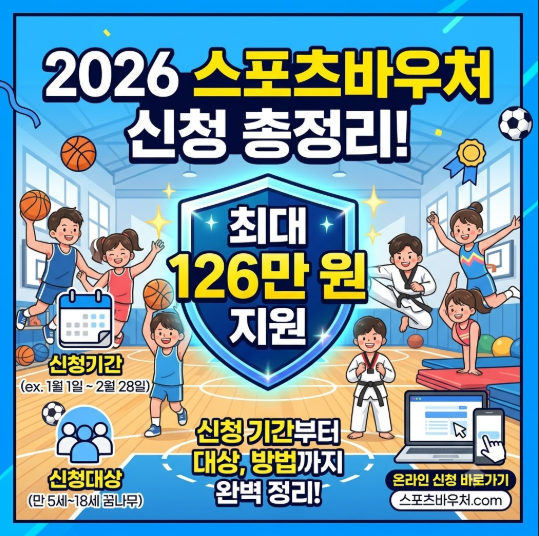 2026 스포츠바우처 신청 총정리! 최대 126만 원 지원받는 방법, 신청 대상부터 신청기간까지