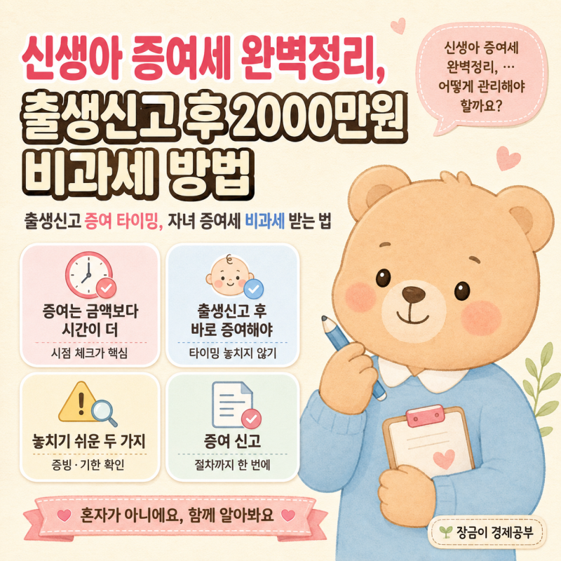 신생아 증여세 완벽정리, 출생신고 후 2000만원 비과세 방법