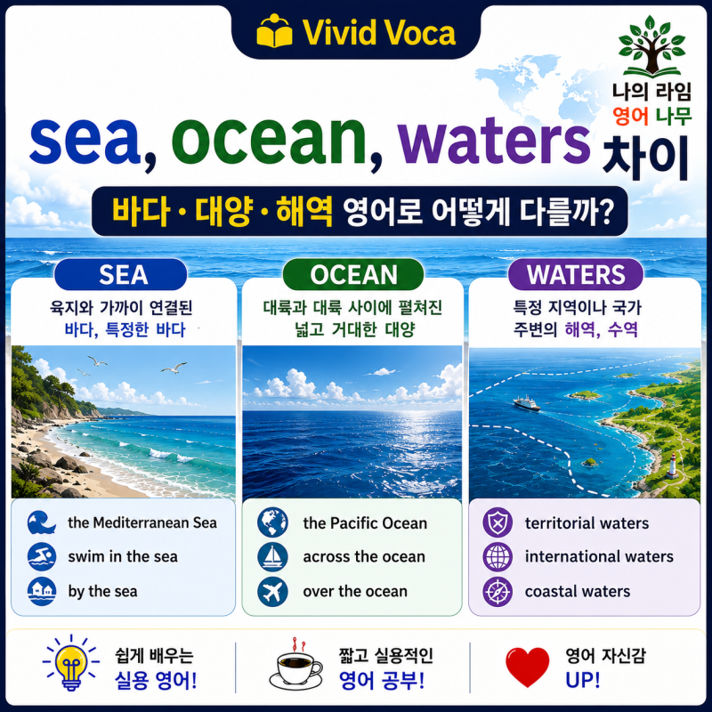 sea, ocean, waters 차이 | 바다·대양·해역 영어로 어떻게 다를까?