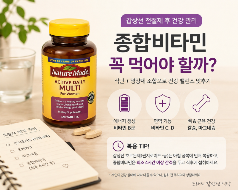 [갑상선 식탁] 갑상선암 수술 후 종합비타민 꼭 먹어야 할까? 밥 잘 먹는 사람도 필요할까?