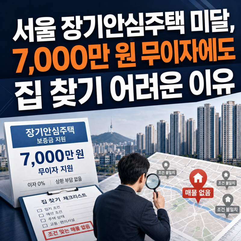 서울 장기안심주택 미달, 7,000만 원 무이자에도 집 찾기 어려운 이유