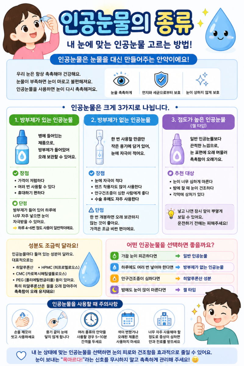 인공눈물의 종류, 뭐가 다를까? 내 눈에 맞는 인공눈물 고르는 방법