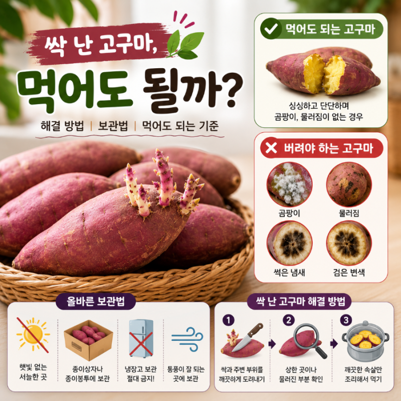 고구마 싹 났을 때, 먹어도 될까? 보관법과 해결방법