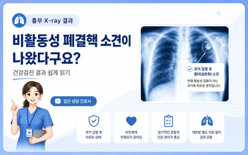 흉부 X-ray에서 비활동성 폐결핵 소견이 나오면 진료가 필요할까요? 건강검진 결과 쉽게 읽기