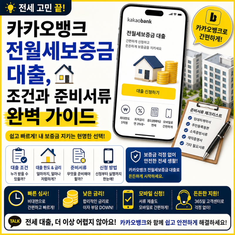 [전세 고민 끝] 카카오뱅크 전월세보증금 대출, 조건과 준비서류 완벽 가이드