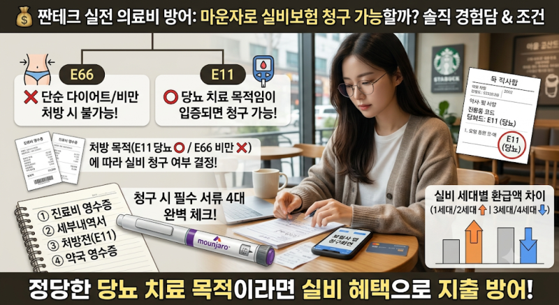 [짠테크] 마운자로 실비보험 청구 가능할까? 솔직 경험담 & 청구 조건 완벽 정리 (비만 vs 당뇨....
