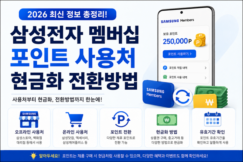 삼성전자 멤버십 포인트 사용처 총정리! 현금화와 전환방법까지 알아보기