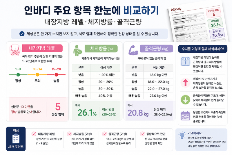인바디 내장지방 레벨 기준 총정리! 평균부터 여자 레벨 4·5 해석까지