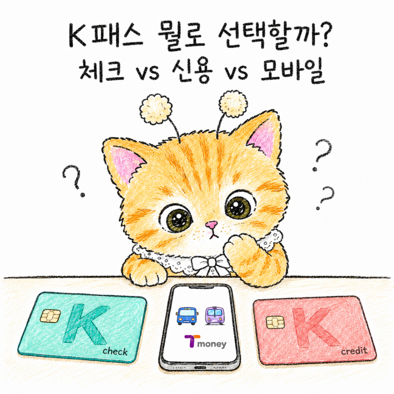 K-패스 카드 뭘로 만들까? 체크카드 vs 신용카드 vs 아이폰, 갤럭시(모바일티머니)