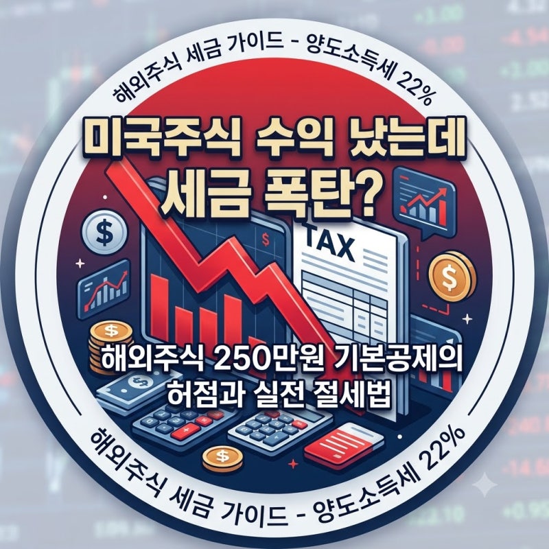 "수익 났는데 왜 세금 폭탄이죠?" 미국주식 양도소득세 계산과 해외주식 기본공제 250만원 허....
