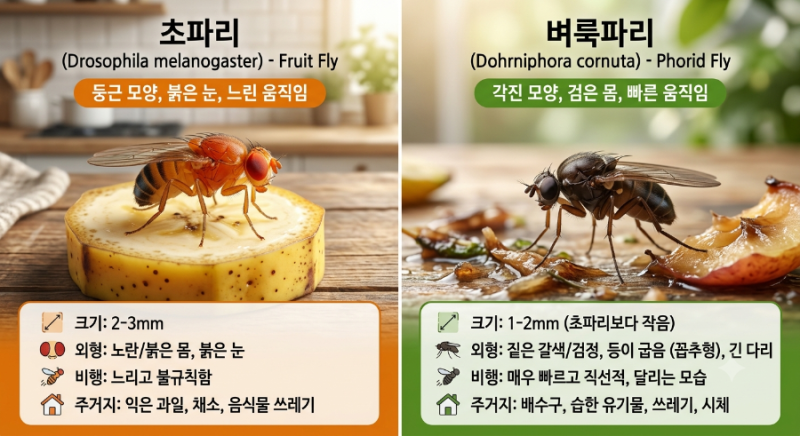 초파리 벼룩파리 차이점 총정리, 원인부터 퇴치까지