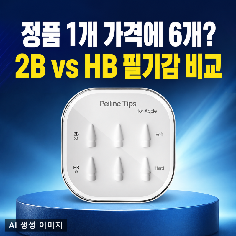 애플펜슬 펜촉 고민 끝! Peilinc 6개입 실사용 후기 (저소음 2B vs 사각거리는 HB 비교)