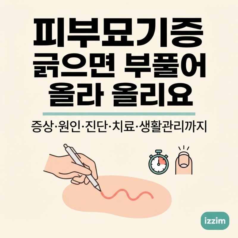 피부묘기증, 긁은 자리가 그대로 부풀어 오른다면 ｜ 증상·원인·진단·치료·생활관리 총정....