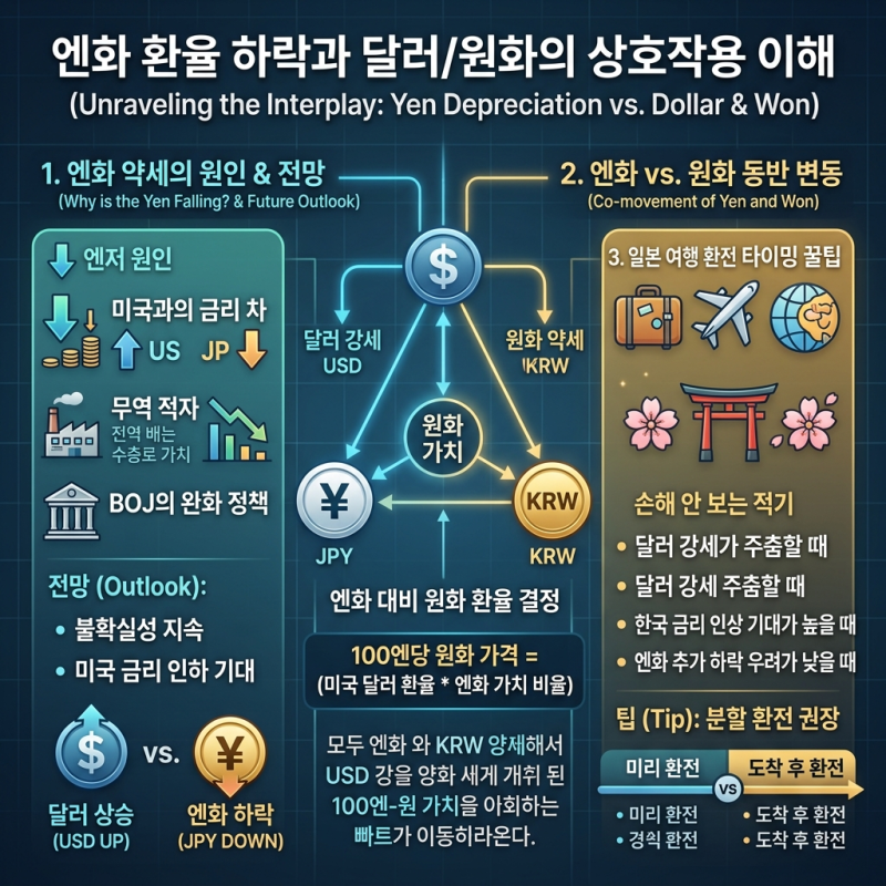엔화 환율 하락 이유와 전망, 일본 여행 환전 손해 안 보는 타이밍 정리
