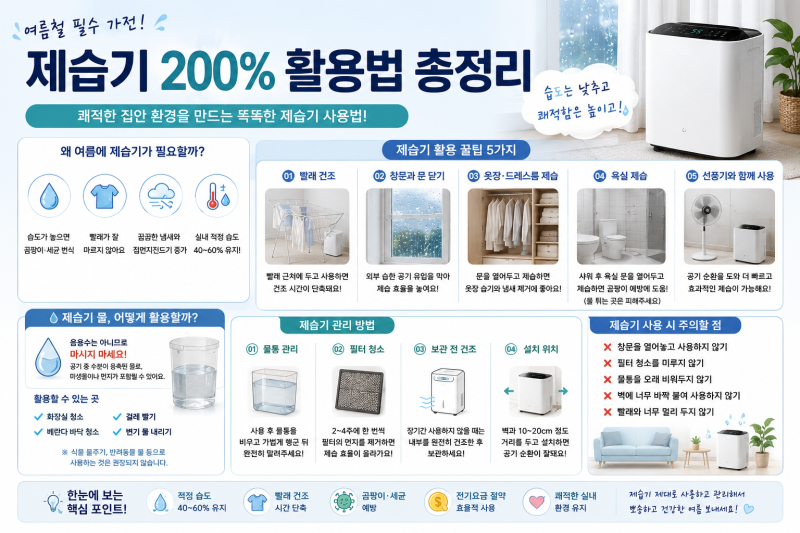 ️ 제습기 물 그냥 버리면 손해? 여름철 제습기 200% 활용법 총정리