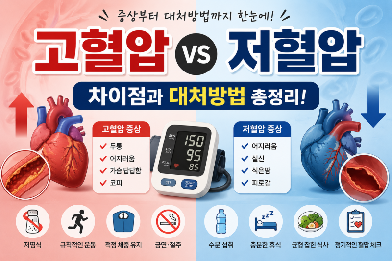 고혈압 vs 저혈압차이점과 대처방법 총정리