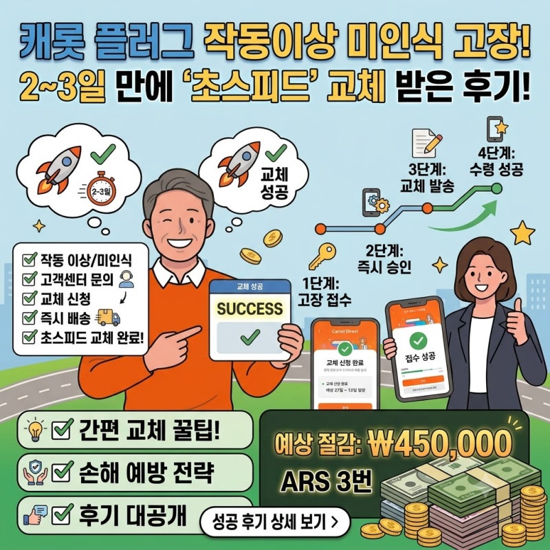 캐롯 플러그 작동이상 미인식 고장으로 빠르게 교체 받은 후기 (2~3일 소요)