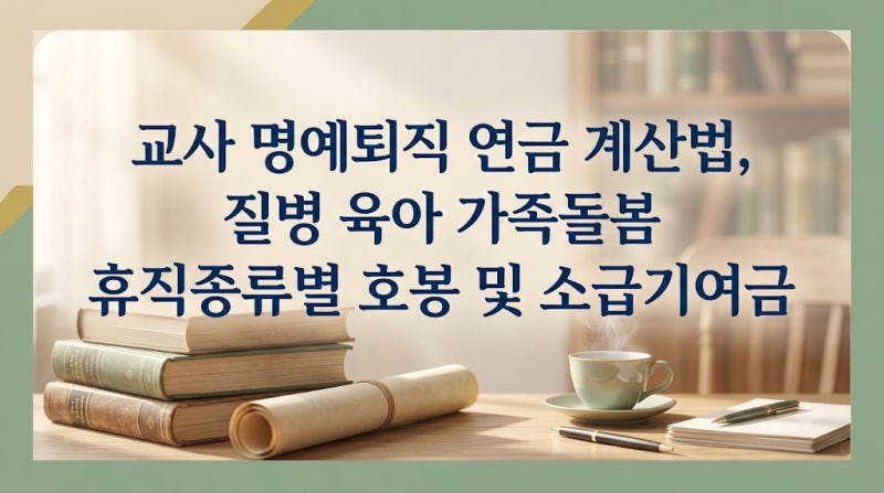 교사 명예퇴직 연금 계산법, 질병 육아 가족돌봄 휴직종류별 호봉 및 소급기여금