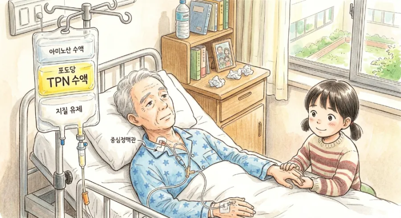 이거 맞으면 밥 안먹고도 살 수 있다. 완전정맥영양제 TPN(일명 밥주사). 병원마다 가격이 천....