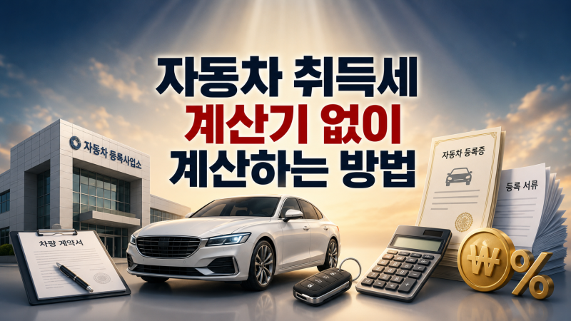 자동차 취득세 계산기 없이 계산하는 방법 5천만원 초과 신차 승용차 등록비 정리