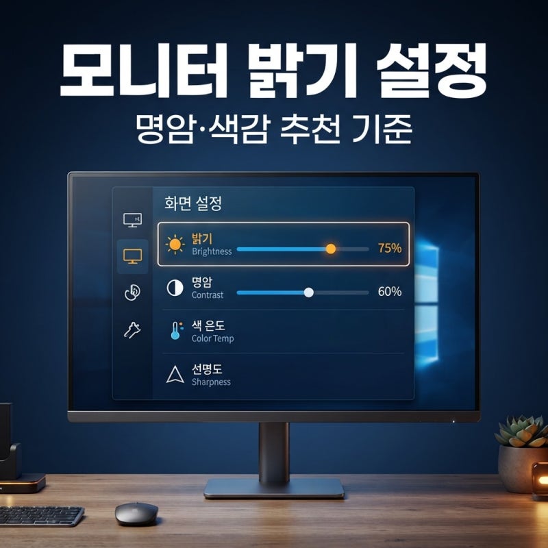 모니터 밝기 설정 방법과 명암·색감 추천 기준