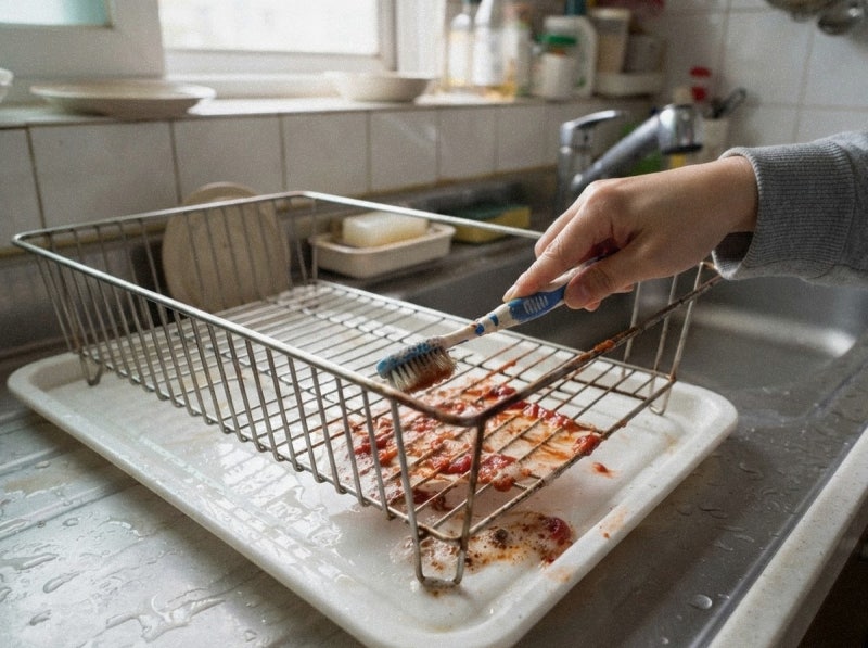 식기건조대 녹 버리지 마세요 냉장고 속 '이것'으로 새것처럼 깨끗하게