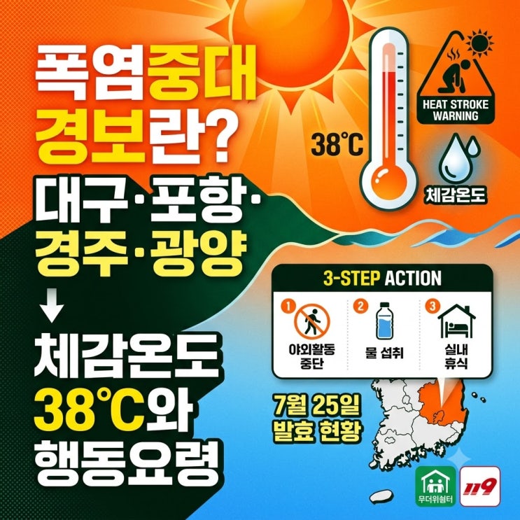 <b>폭염중대경보</b>란?<b>대구</b>·포항·경주·광양 체감온도와 행동요령