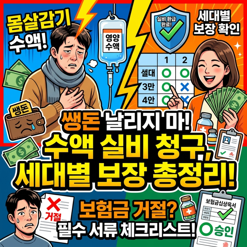 감기몸살 수액 실비 청구, 쌩돈 날리지 않는 보장 조건