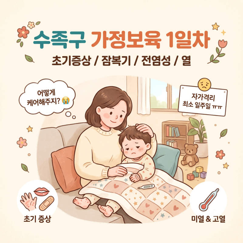 아기 유아 고열 수족구 초기증상 잠복기 진행순서
