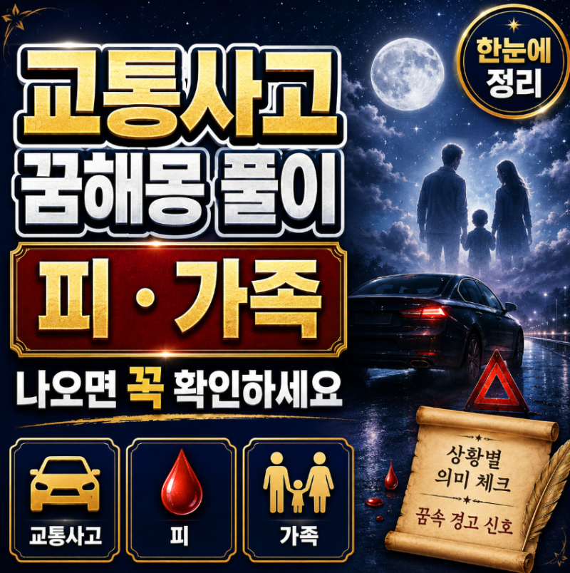 교통사고 꿈해몽 풀이 피 가족 나오면 꼭 확인하세요
