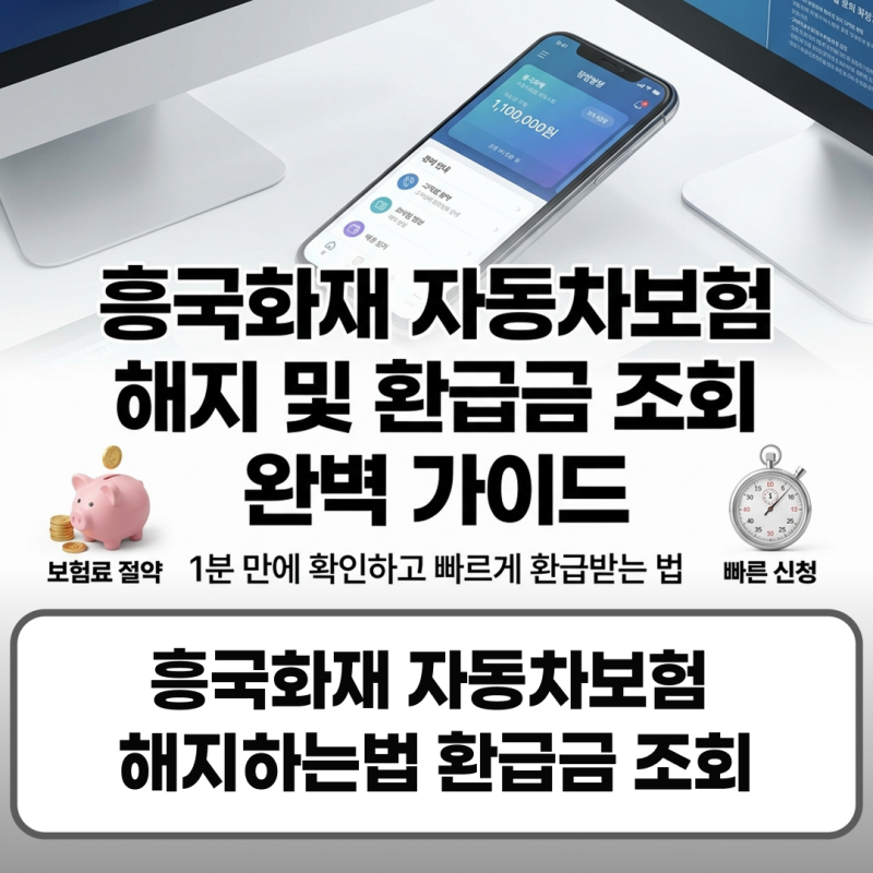 흥국화재 자동차보험 해지하는법 환급금 조회 방법 정리