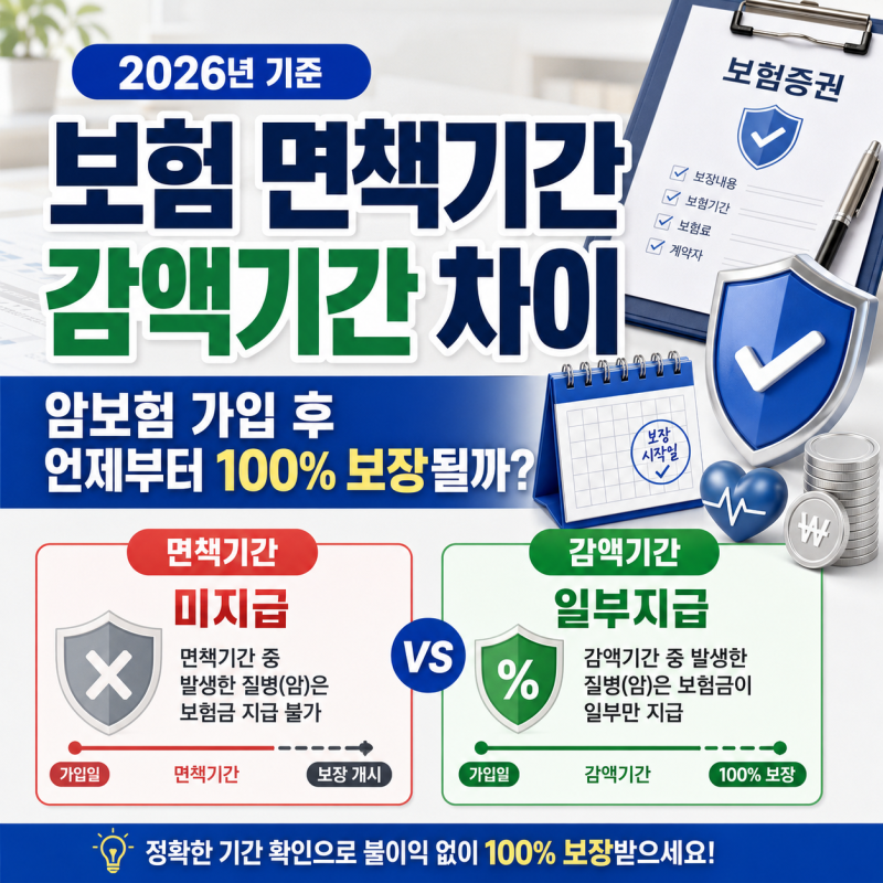 보험 면책기간 감액기간 차이 총정리 2026｜암보험 가입 후 언제부터 100% 보장될까?