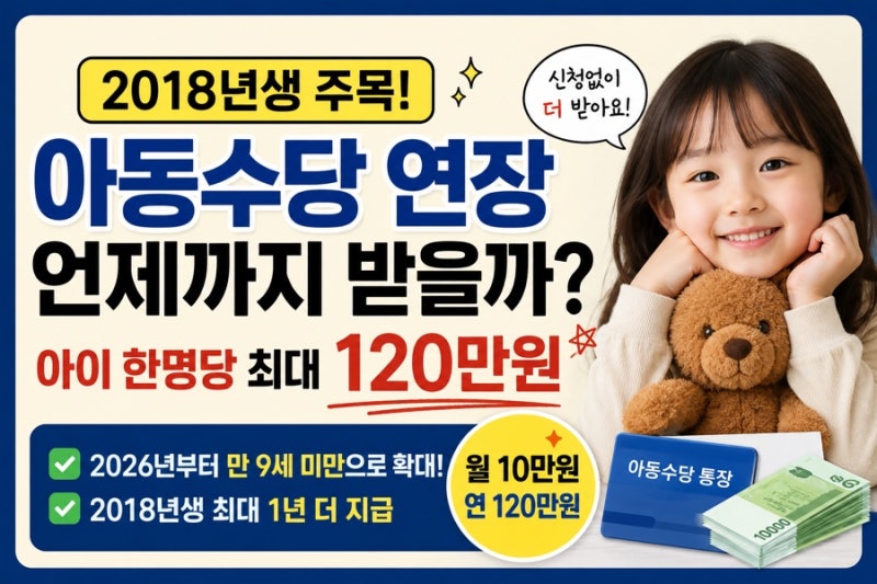 2018년생 아동수당 연장, 언제까지 받을까? 아이 한명당 최대 120만원(아동수당총정리)